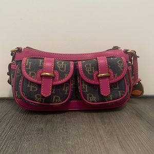 Dooney & Bourke - Denim & Pink Small Banana Bag - Barely Used